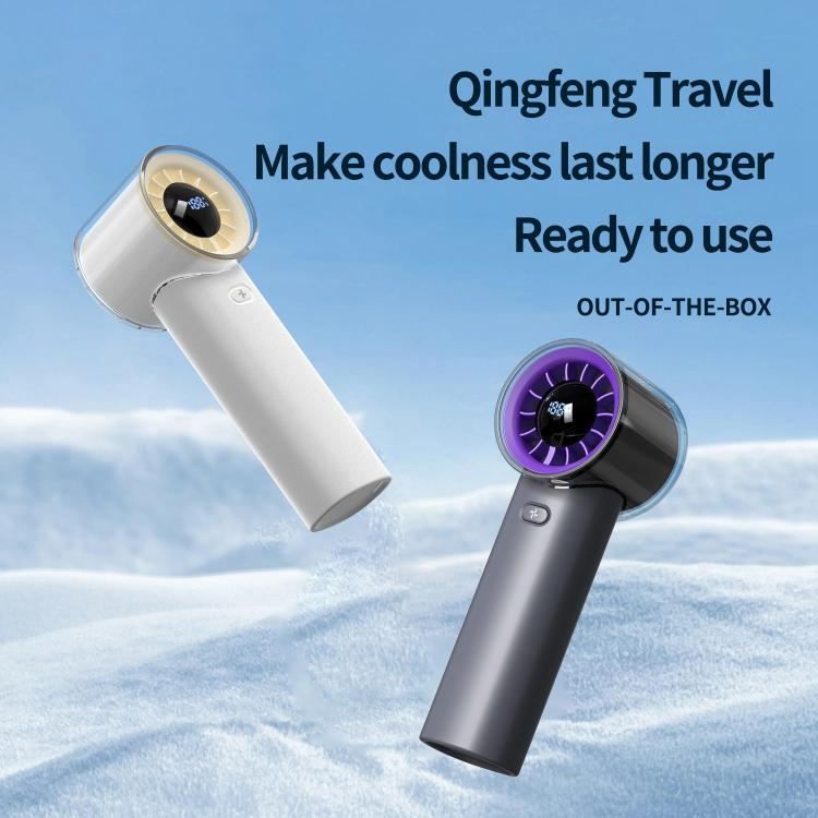 HX-F369 LED Digital Display High Speed Handheld Fan(White) - Electric Fans by buy2fix | Online Shopping UK | buy2fix