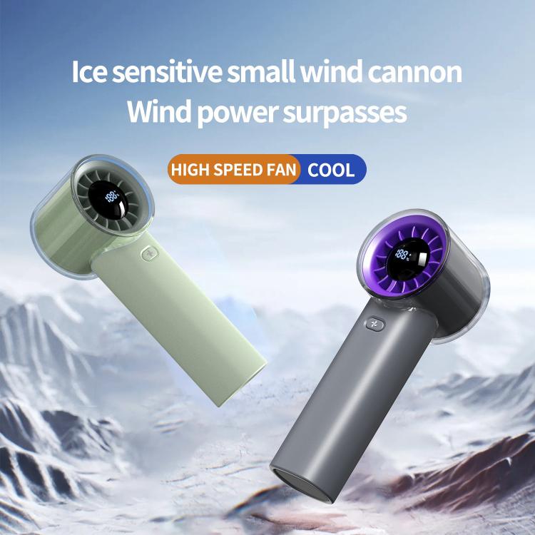 HX-F369 LED Digital Display High Speed Handheld Fan(Green) - Electric Fans by buy2fix | Online Shopping UK | buy2fix