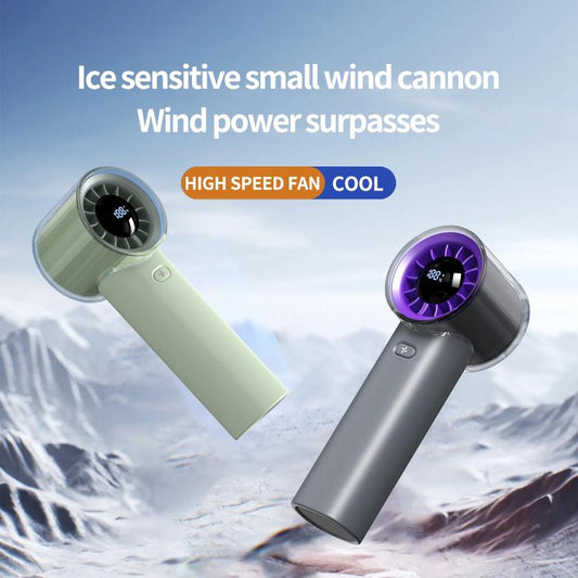 HX-F369 LED Digital Display High Speed Handheld Fan(Green) - Electric Fans by buy2fix | Online Shopping UK | buy2fix