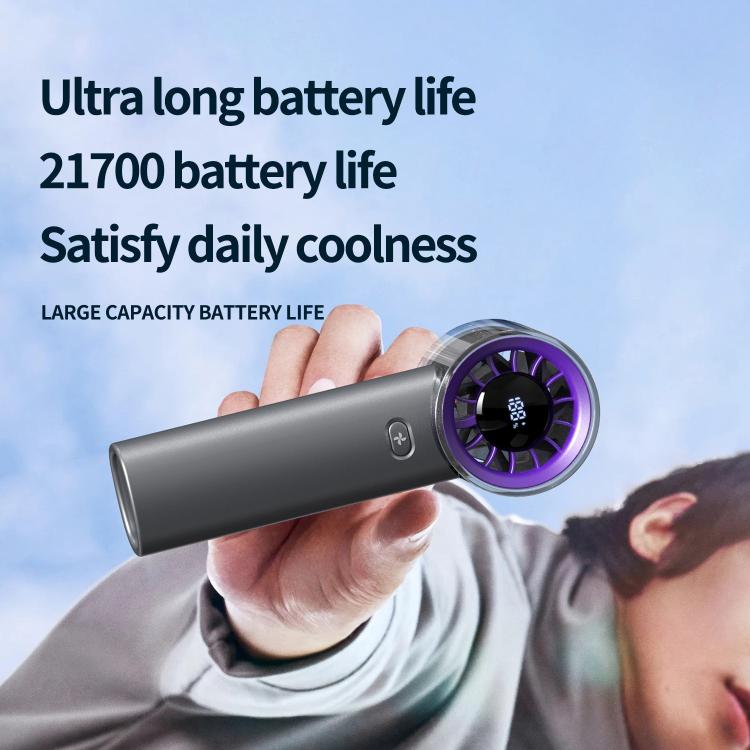 HX-F369 LED Digital Display High Speed Handheld Fan(White) - Electric Fans by buy2fix | Online Shopping UK | buy2fix