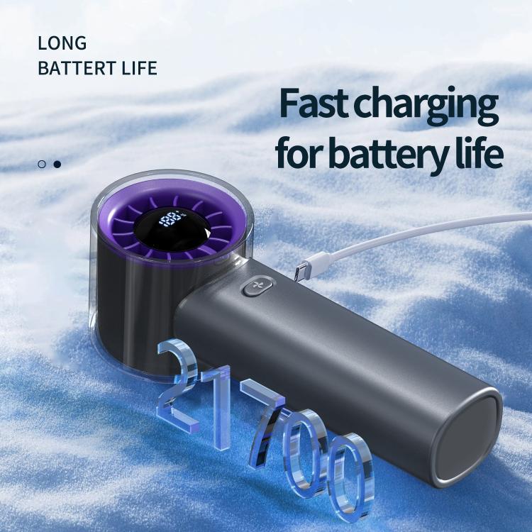 HX-F369 LED Digital Display High Speed Handheld Fan(Dark Grey) - Electric Fans by buy2fix | Online Shopping UK | buy2fix