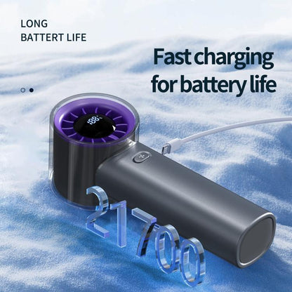 HX-F369 LED Digital Display High Speed Handheld Fan(Dark Grey) - Electric Fans by buy2fix | Online Shopping UK | buy2fix