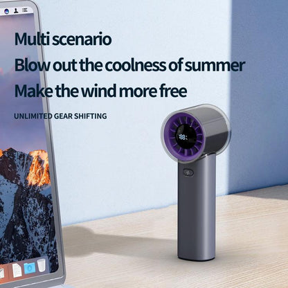 HX-F369 LED Digital Display High Speed Handheld Fan(White) - Electric Fans by buy2fix | Online Shopping UK | buy2fix