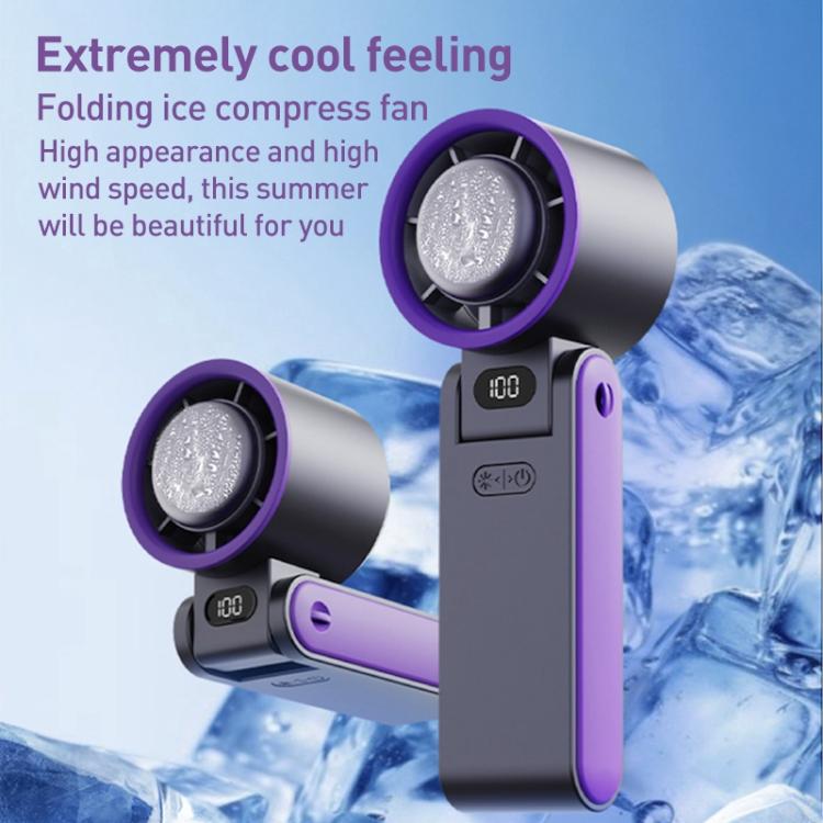 Y19 Smart Ice Compress Folding Handheld Fan(Dark Grey Purple) - Electric Fans by buy2fix | Online Shopping UK | buy2fix
