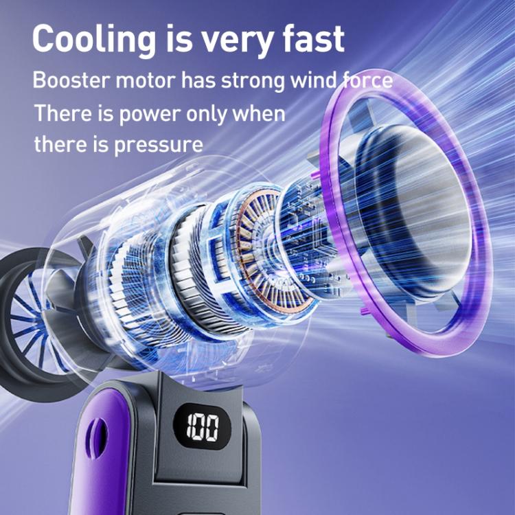 Y19 Smart Ice Compress Folding Handheld Fan(Dark Grey Purple) - Electric Fans by buy2fix | Online Shopping UK | buy2fix