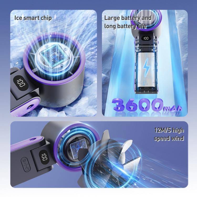 Y19 Smart Ice Compress Folding Handheld Fan(Ice Blue Purple) - Electric Fans by buy2fix | Online Shopping UK | buy2fix