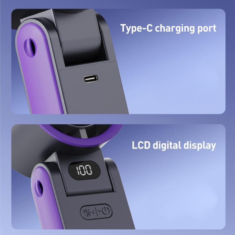 Y19 Smart Ice Compress Folding Handheld Fan(Dark Grey Purple) - Electric Fans by buy2fix | Online Shopping UK | buy2fix