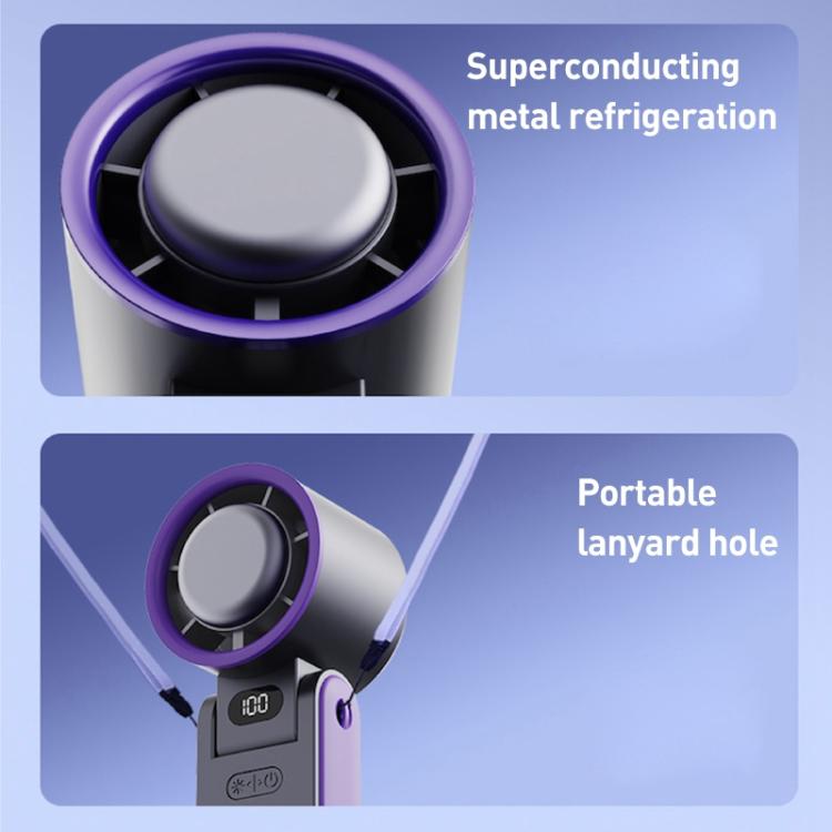 Y19 Smart Ice Compress Folding Handheld Fan(Dark Grey Purple) - Electric Fans by buy2fix | Online Shopping UK | buy2fix