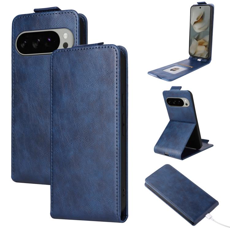 For Google Pixel 10 Pro XL 5G Magnetic Vertical Flip Leather Phone Case with Buckle(Blue) - Google Cases by buy2fix | Online Shopping UK | buy2fix