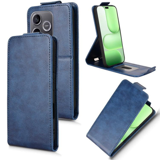 For Honor 600 Lite Global Magnetic Vertical Flip Leather Phone Case with Buckle(Blue)