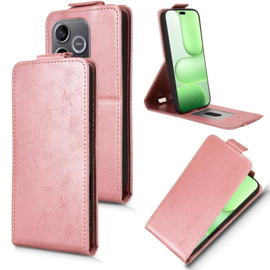 For Honor 600 Lite Global Magnetic Vertical Flip Leather Phone Case with Buckle(Rose Gold)