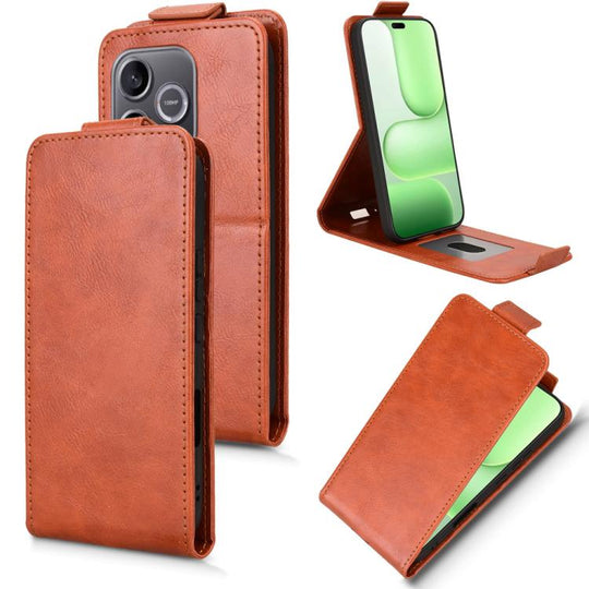 For Honor 600 Lite Global Magnetic Vertical Flip Leather Phone Case with Buckle(Brown)