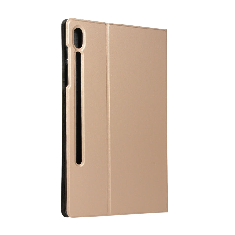 For Samsung Galaxy Tab S8+ / Tab S8 Plus / Tab S7 FE / Tab S7+ / T970 Horizontal Flip Elasticity PU + TPU Leather Case with Holder(Gold) by buy2fix