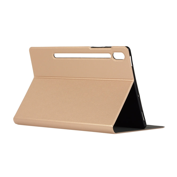 For Samsung Galaxy Tab S8+ / Tab S8 Plus / Tab S7 FE / Tab S7+ / T970 Horizontal Flip Elasticity PU + TPU Leather Case with Holder(Gold) by buy2fix