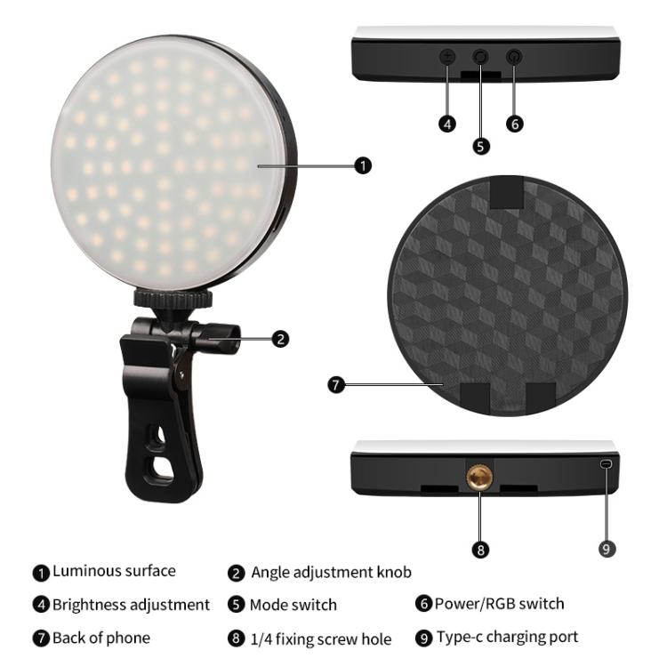 GZ-669 Full Color Round Portable Pocket Fill Light(RGB Light) - Selfie Light by buy2fix | Online Shopping UK | buy2fix