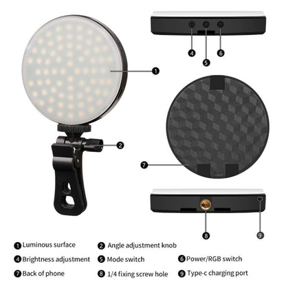 GZ-669 Full Color Round Portable Pocket Fill Light(RGB Light) - Selfie Light by buy2fix | Online Shopping UK | buy2fix