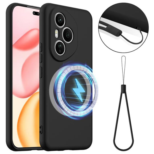 For Honor 400 Pro Global 160.8mm Shockproof Silicone Magsafe Phone Case(Black)