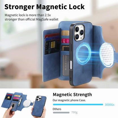 For iPhone 16 Pro Max Ring Zipper Wallet RFID Blocking MagSafe Leather Phone Case(Blue) - iPhone 16 Pro Max Cases by buy2fix | Online Shopping UK | buy2fix