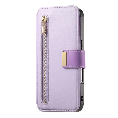 For iPhone 16 Pro Max Ring Zipper Wallet RFID Blocking MagSafe Leather Phone Case(Purple) - iPhone 16 Pro Max Cases by buy2fix | Online Shopping UK | buy2fix