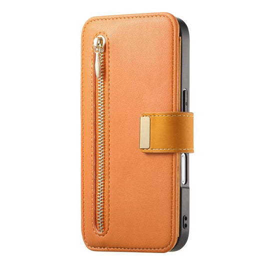 For iPhone 16 Pro Max Ring Zipper Wallet RFID Blocking MagSafe Leather Phone Case(Orange) - iPhone 16 Pro Max Cases by buy2fix | Online Shopping UK | buy2fix