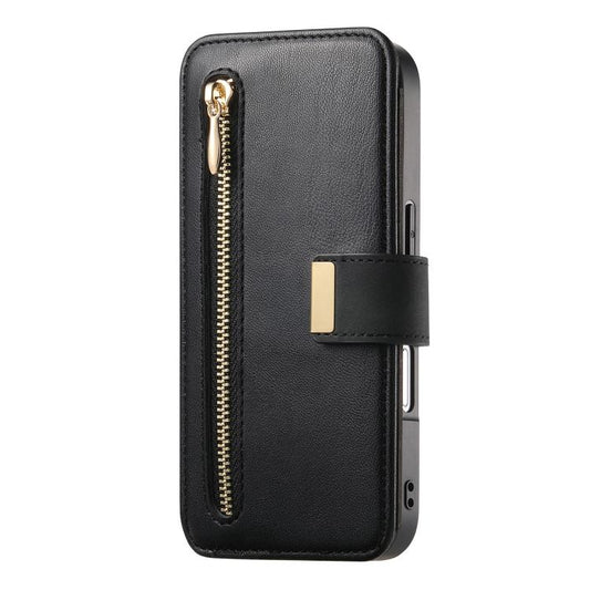 For iPhone 16 Pro Ring Zipper Wallet RFID Blocking MagSafe Leather Phone Case(Black) - iPhone 16 Pro Cases by buy2fix | Online Shopping UK | buy2fix