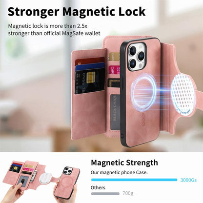 For iPhone 15 Pro Max Ring Zipper Wallet RFID Blocking MagSafe Leather Phone Case(Pink) - iPhone 15 Pro Max Cases by buy2fix | Online Shopping UK | buy2fix