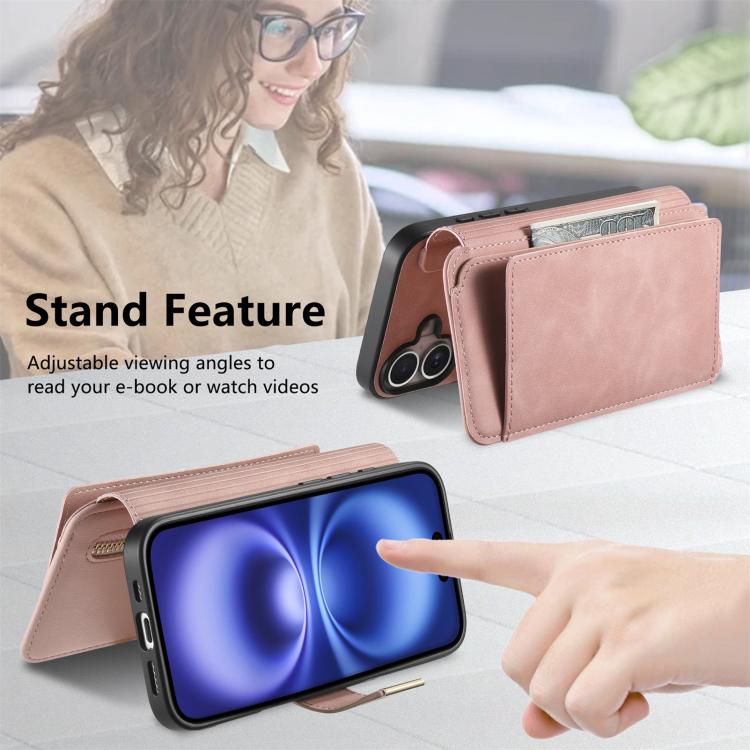 For iPhone 15 Pro Ring Zipper Wallet RFID Blocking MagSafe Leather Phone Case(Pink) - iPhone 15 Pro Cases by buy2fix | Online Shopping UK | buy2fix