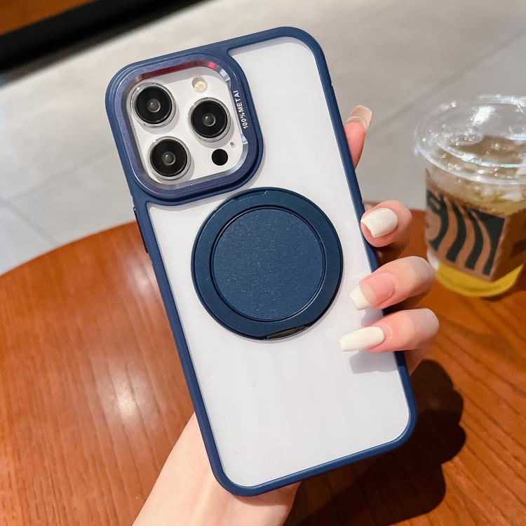 For iPhone 16 Pro Transparent MagSafe Magnetic Holder Phone Case(Blue) - iPhone 16 Pro Cases by buy2fix | Online Shopping UK | buy2fix