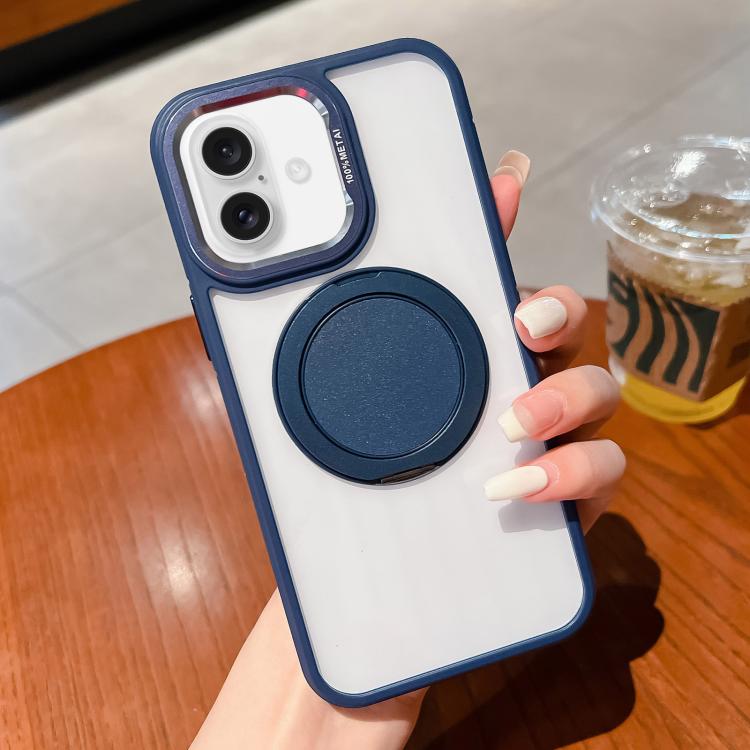 For iPhone 16 Transparent MagSafe Magnetic Holder Phone Case(Blue) - iPhone 16 Cases by buy2fix | Online Shopping UK | buy2fix