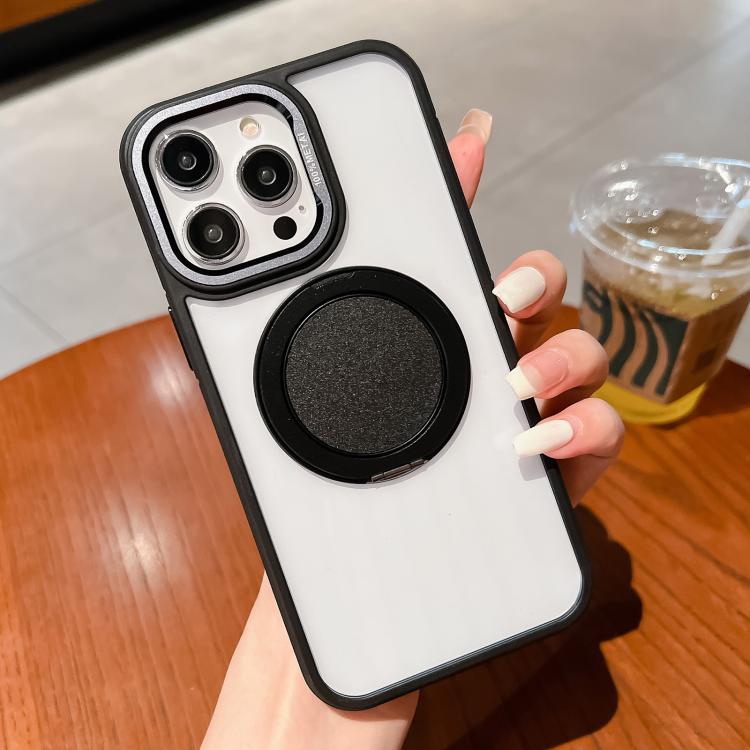 For iPhone 15 Pro Max Transparent MagSafe Magnetic Holder Phone Case(Black) - iPhone 15 Pro Max Cases by buy2fix | Online Shopping UK | buy2fix