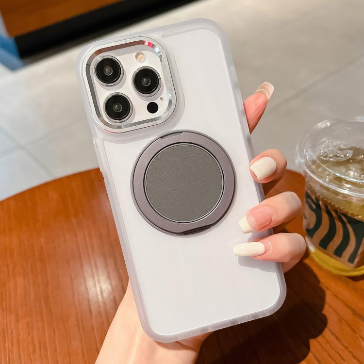 For iPhone 15 Pro Max Transparent MagSafe Magnetic Holder Phone Case(White) - iPhone 15 Pro Max Cases by buy2fix | Online Shopping UK | buy2fix