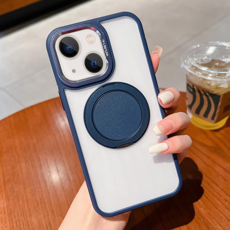 For iPhone 14 Transparent MagSafe Magnetic Holder Phone Case(Blue) - iPhone 14 Cases by buy2fix | Online Shopping UK | buy2fix