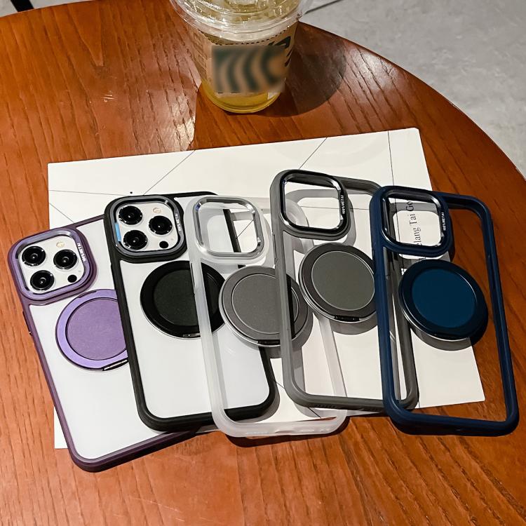 For iPhone 16 Pro Transparent MagSafe Magnetic Holder Phone Case(Grey) - iPhone 16 Pro Cases by buy2fix | Online Shopping UK | buy2fix