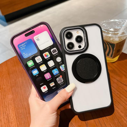 For iPhone 15 Pro Max Transparent MagSafe Magnetic Holder Phone Case(Black) - iPhone 15 Pro Max Cases by buy2fix | Online Shopping UK | buy2fix