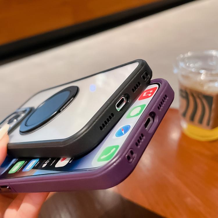 For iPhone 15 Pro Max Transparent MagSafe Magnetic Holder Phone Case(Grey) - iPhone 15 Pro Max Cases by buy2fix | Online Shopping UK | buy2fix