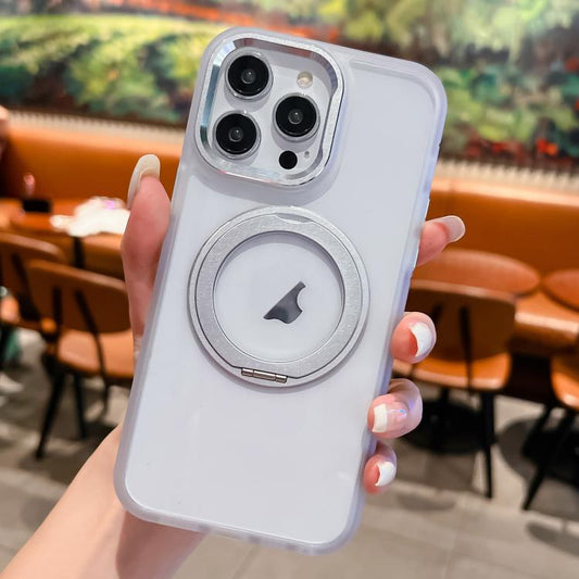 For iPhone 16 Pro Transparent MagSafe Ring Holder Phone Case(White) - iPhone 16 Pro Cases by buy2fix | Online Shopping UK | buy2fix