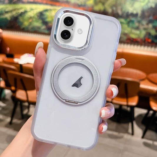 For iPhone 16 Transparent MagSafe Ring Holder Phone Case(White) - iPhone 16 Cases by buy2fix | Online Shopping UK | buy2fix
