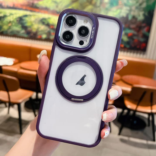 For iPhone 13 Pro Max Transparent MagSafe Ring Holder Phone Case(Purple) - iPhone 13 Pro Max Cases by buy2fix | Online Shopping UK | buy2fix