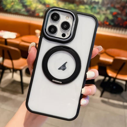 For iPhone 13 Pro Transparent MagSafe Ring Holder Phone Case(Black) - iPhone 13 Pro Cases by buy2fix | Online Shopping UK | buy2fix