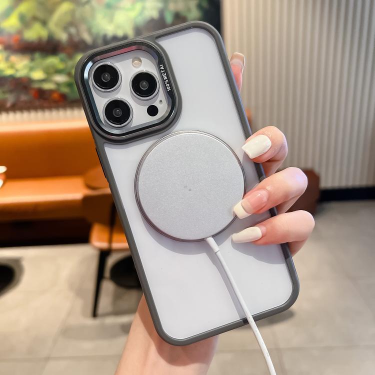 For iPhone 13 Transparent MagSafe Ring Holder Phone Case(Grey) - iPhone 13 Cases by buy2fix | Online Shopping UK | buy2fix