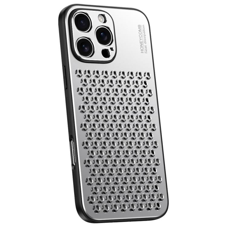For iPhone 16 Pro Max Honeycomb Radiating Alloy Phone Case(Space Silver) - iPhone 16 Pro Max Cases by buy2fix | Online Shopping UK | buy2fix
