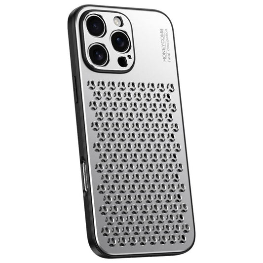 For iPhone 16 Pro Max Honeycomb Radiating Alloy Phone Case(Space Silver) - iPhone 16 Pro Max Cases by buy2fix | Online Shopping UK | buy2fix