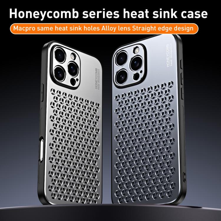 For iPhone 16 Pro Max Honeycomb Radiating Alloy Phone Case(Space Silver) - iPhone 16 Pro Max Cases by buy2fix | Online Shopping UK | buy2fix