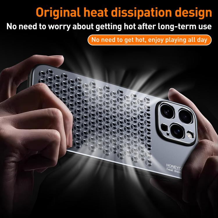 For iPhone 16 Pro Max Honeycomb Radiating Alloy Phone Case(Space Silver) - iPhone 16 Pro Max Cases by buy2fix | Online Shopping UK | buy2fix