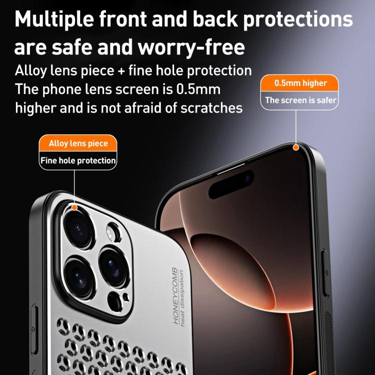 For iPhone 16 Pro Max Honeycomb Radiating Alloy Phone Case(Space Silver) - iPhone 16 Pro Max Cases by buy2fix | Online Shopping UK | buy2fix