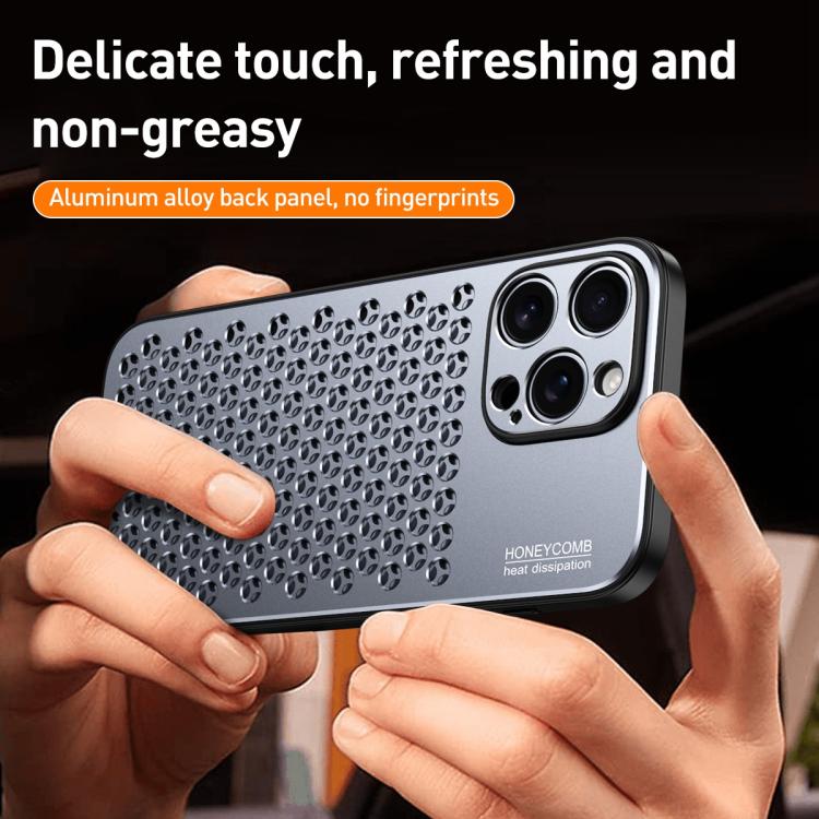 For iPhone 16 Pro Max Honeycomb Radiating Alloy Phone Case(Space Silver) - iPhone 16 Pro Max Cases by buy2fix | Online Shopping UK | buy2fix