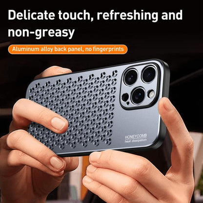 For iPhone 16 Pro Max Honeycomb Radiating Alloy Phone Case(Space Silver) - iPhone 16 Pro Max Cases by buy2fix | Online Shopping UK | buy2fix