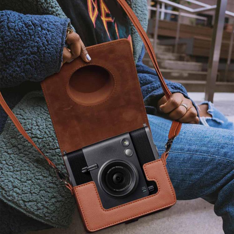 For FUJIFILM instax WIDE Evo Full Body Leather Camera Case Bag with Strap(Grey) - Leather Bag by buy2fix | Online Shopping UK | buy2fix