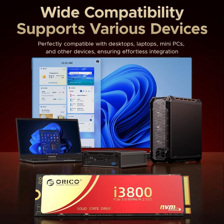 ORICO-i3800 M.2 NVME 2280 SSD, Memory:1TB - External Solid State Drives by ORICO | Online Shopping UK | buy2fix
