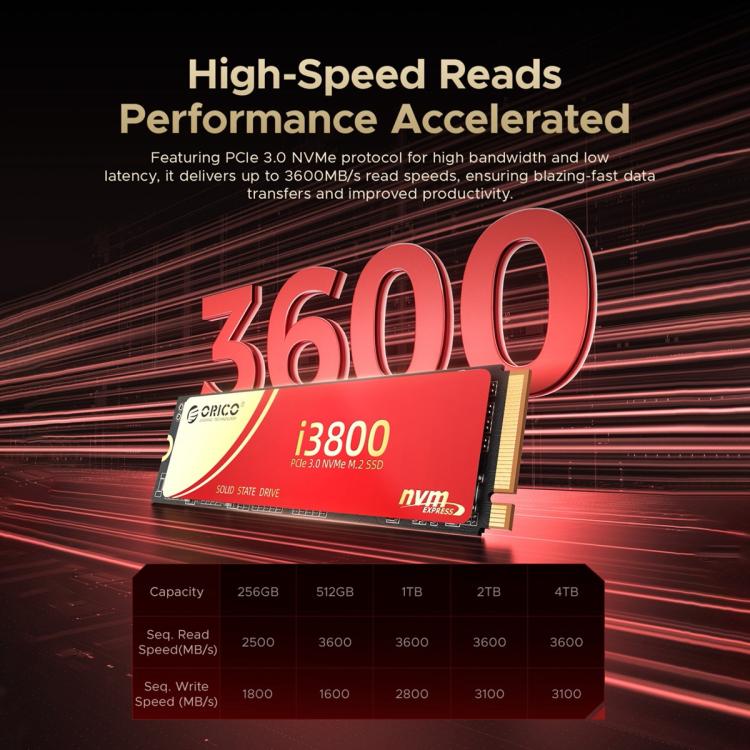 ORICO-i3800 M.2 NVME 2280 SSD, Memory:1TB - External Solid State Drives by ORICO | Online Shopping UK | buy2fix